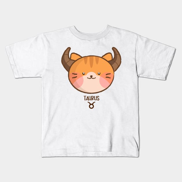 Taurus Cat Kids T-Shirt by yphien